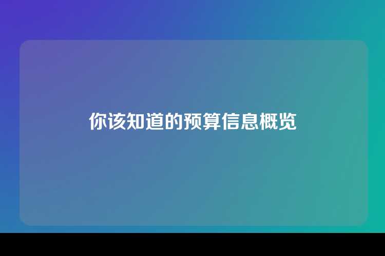 你该知道的预算信息概览