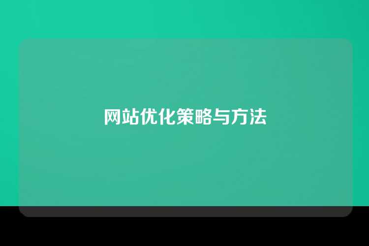 网站优化策略与方法