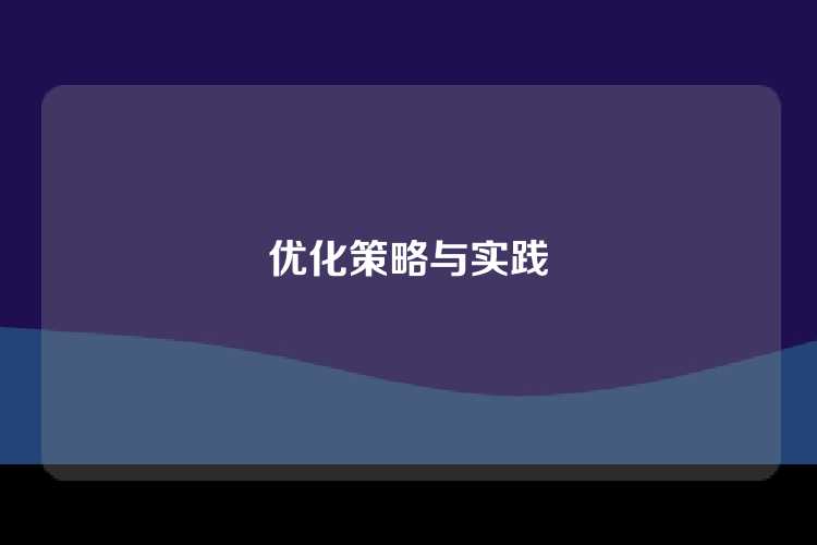 优化策略与实践