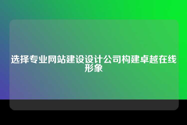 选择专业网站建设设计公司构建卓越在线形象