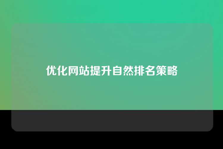 优化网站提升自然排名策略