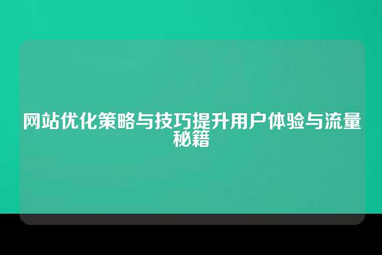 网站优化策略与技巧提升用户体验与流量秘籍