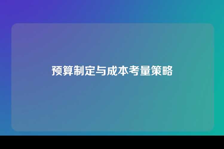 预算制定与成本考量策略