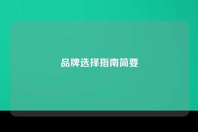 品牌选择指南简要