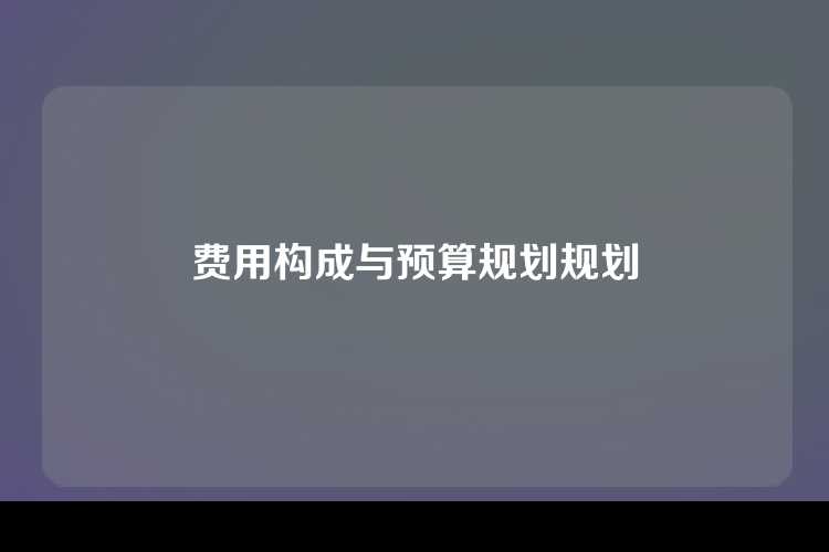 费用构成与预算规划规划