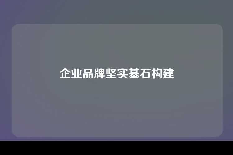 企业品牌坚实基石构建