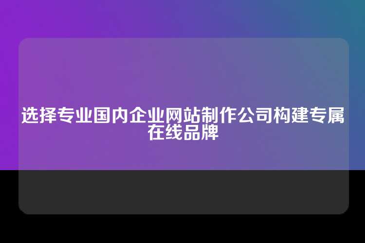 选择专业国内企业网站制作公司构建专属在线品牌