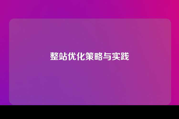 整站优化策略与实践