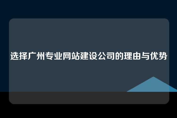 选择广州专业网站建设公司的理由与优势