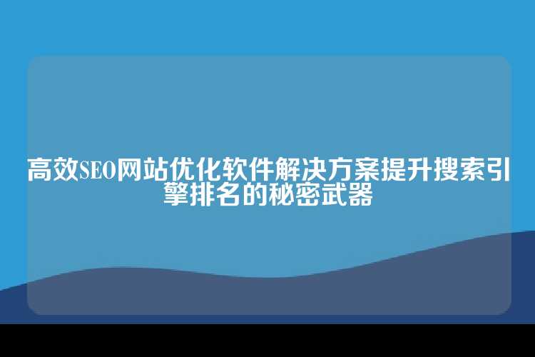 高效SEO网站优化软件解决方案提升搜索引擎排名的秘密武器