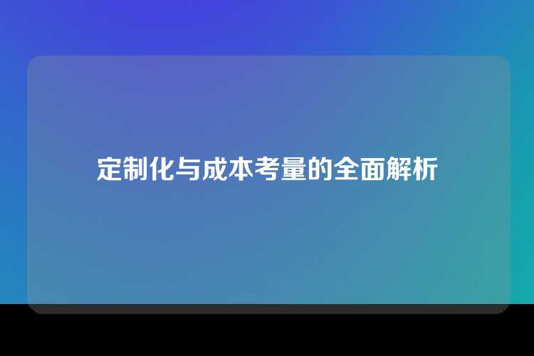 定制化与成本考量的全面解析