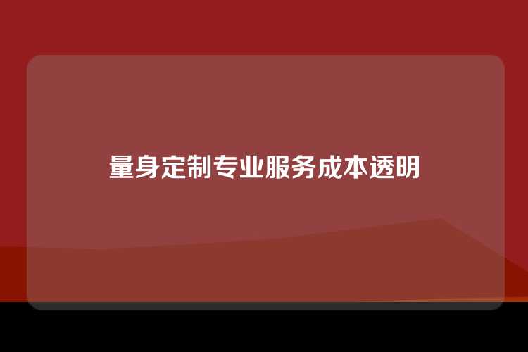 量身定制专业服务成本透明