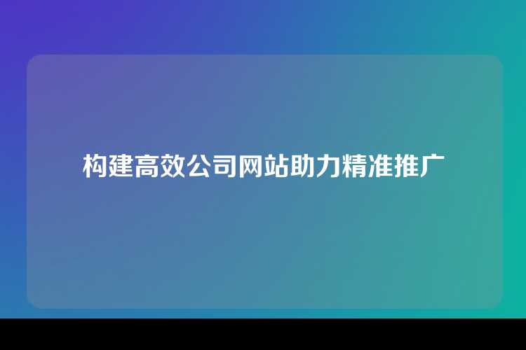构建高效公司网站助力精准推广