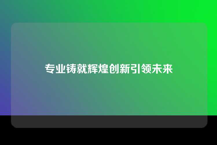专业铸就辉煌创新引领未来