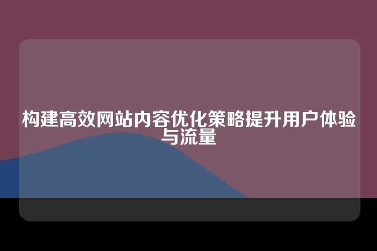 构建高效网站内容优化策略提升用户体验与流量