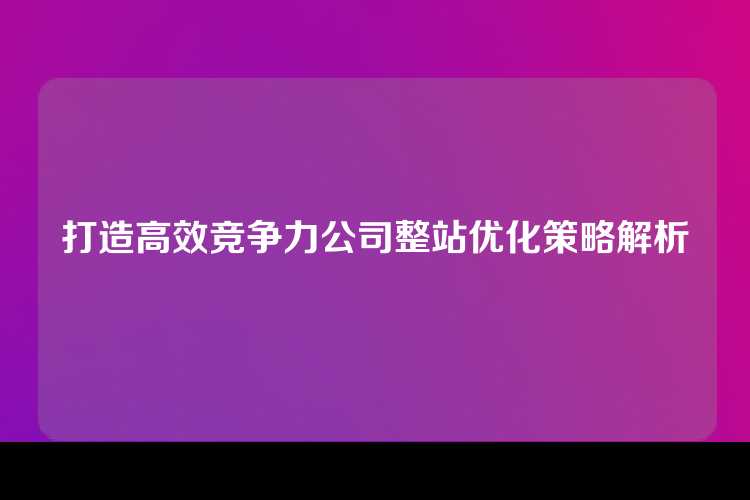 打造高效竞争力公司整站优化策略解析