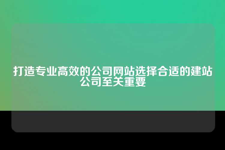 打造专业高效的公司网站选择合适的建站公司至关重要
