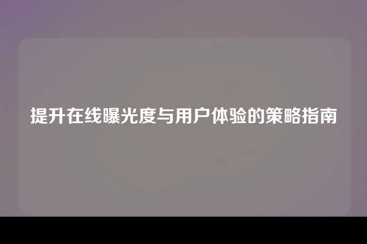 提升在线曝光度与用户体验的策略指南