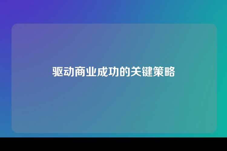 驱动商业成功的关键策略