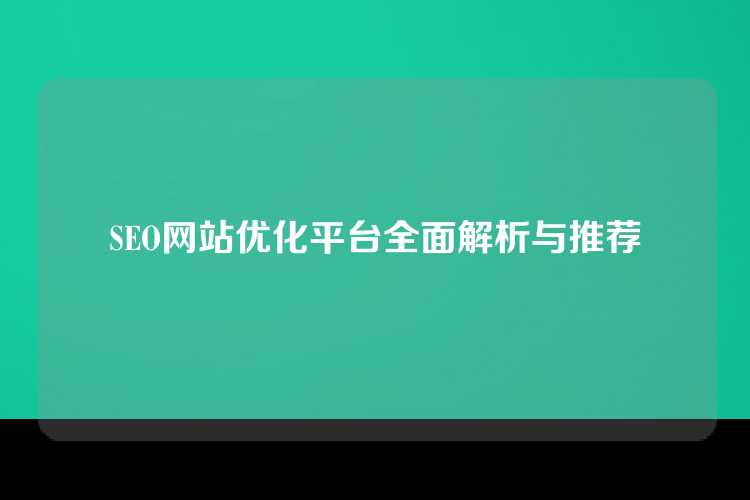 SEO网站优化平台全面解析与推荐