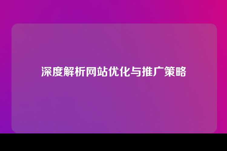 深度解析网站优化与推广策略