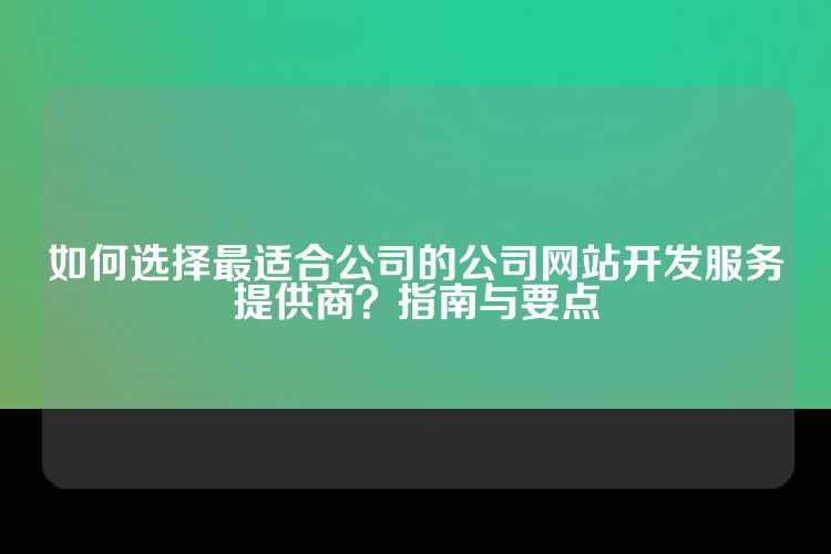 如何选择最适合公司的公司网站开发服务提供商？指南与要点