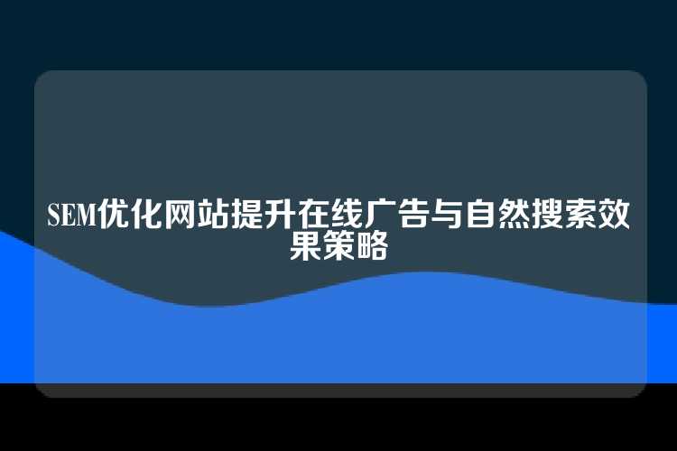 SEM优化网站提升在线广告与自然搜索效果策略