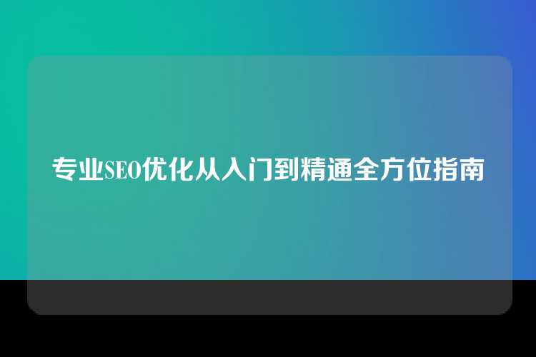 专业SEO优化从入门到精通全方位指南