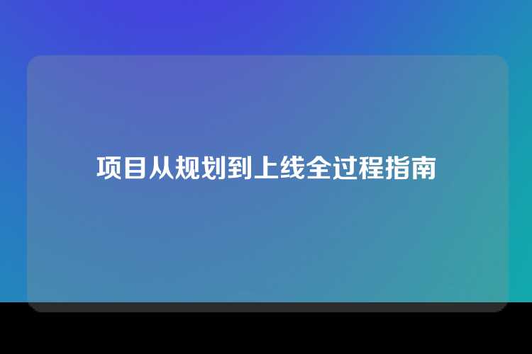 项目从规划到上线全过程指南