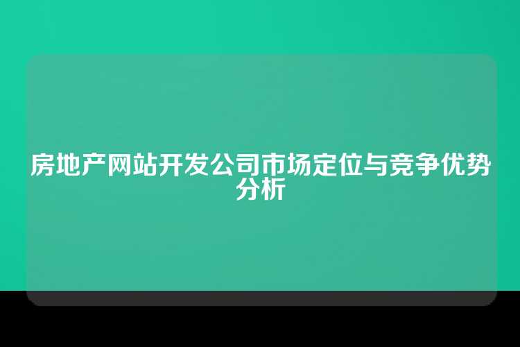 房地产网站开发公司市场定位与竞争优势分析