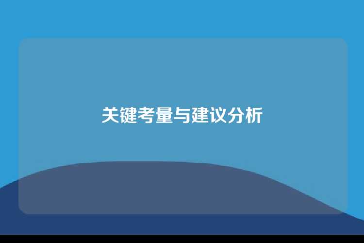 关键考量与建议分析