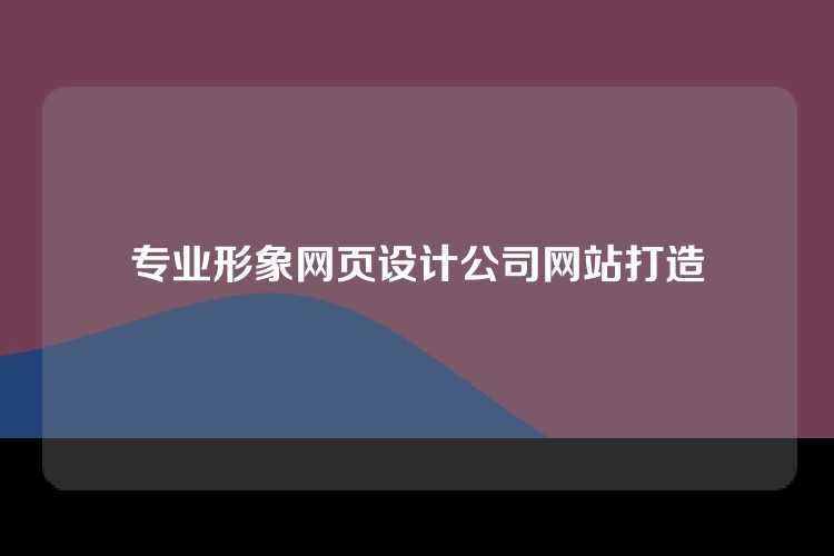 专业形象网页设计公司网站打造