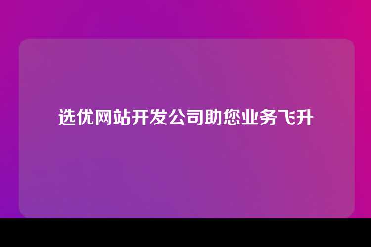 选优网站开发公司助您业务飞升