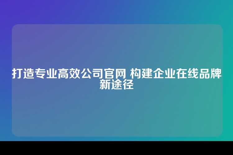 打造专业高效公司官网 构建企业在线品牌新途径
