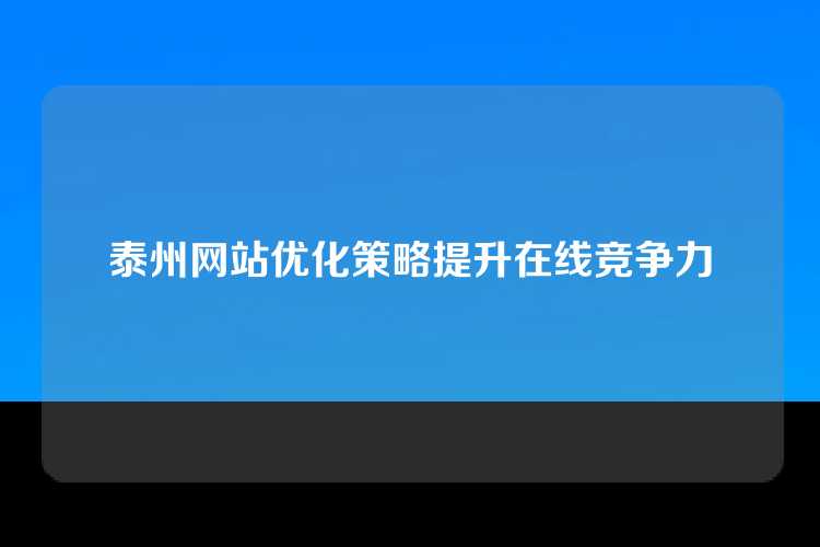 泰州网站优化策略提升在线竞争力