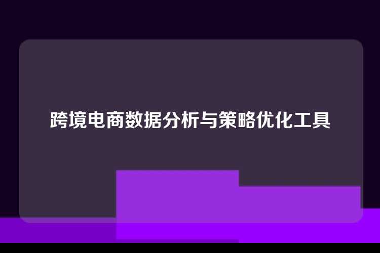 跨境电商数据分析与策略优化工具