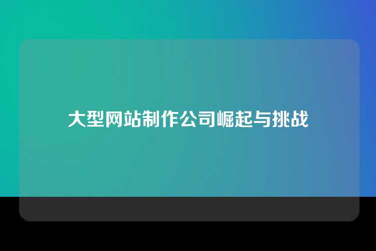 大型网站制作公司崛起与挑战
