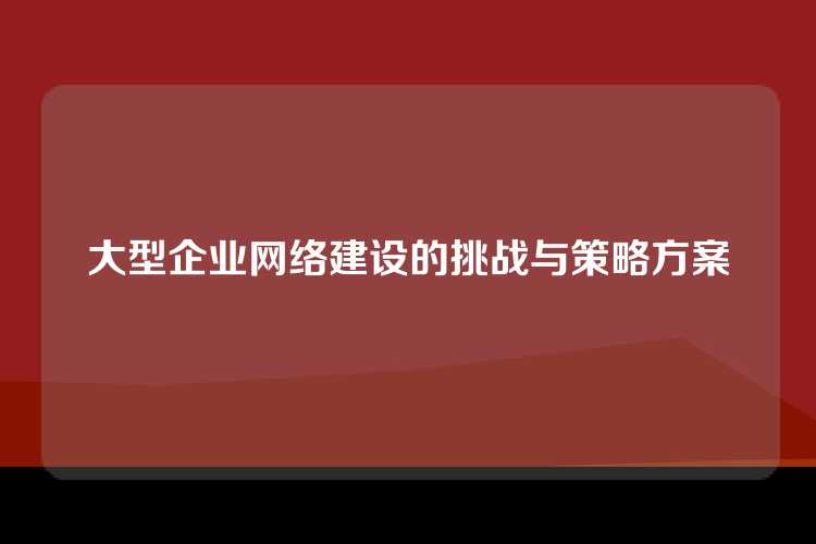 大型企业网络建设的挑战与策略方案