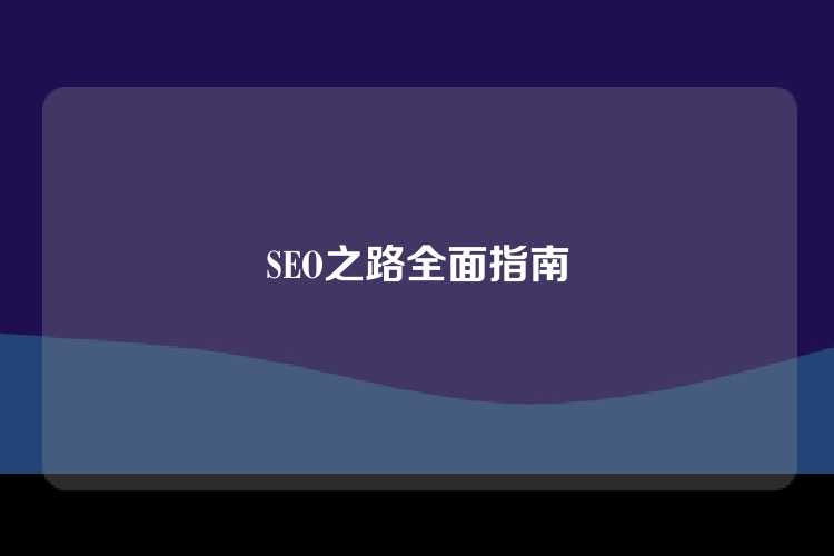 SEO之路全面指南