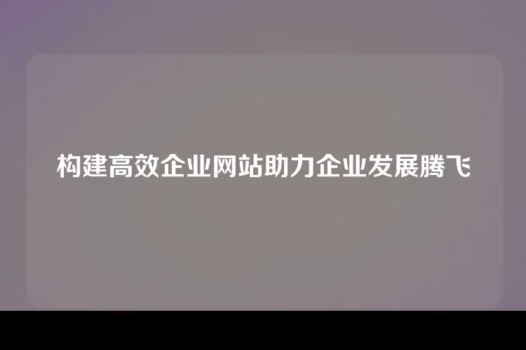 构建高效企业网站助力企业发展腾飞