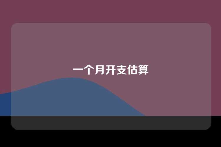 一个月开支估算