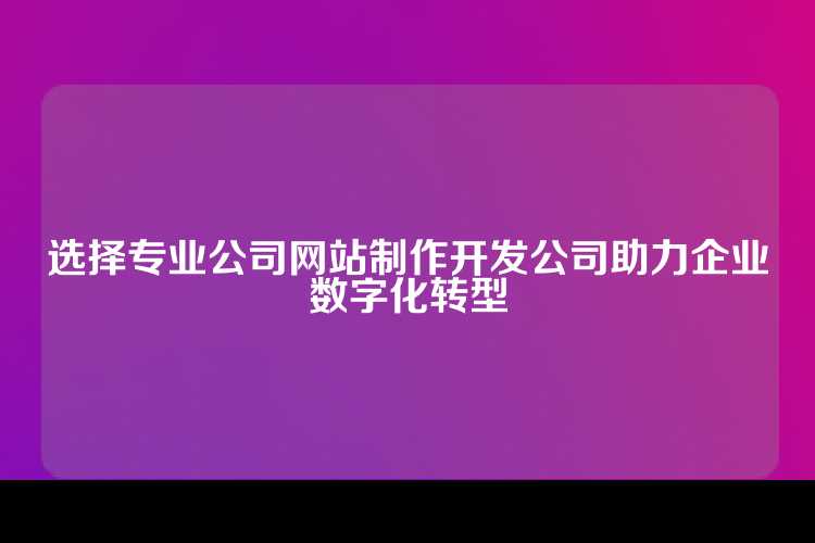 选择专业公司网站制作开发公司助力企业数字化转型