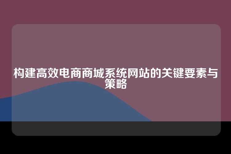 构建高效电商商城系统网站的关键要素与策略