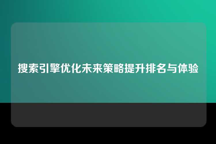 搜索引擎优化未来策略提升排名与体验