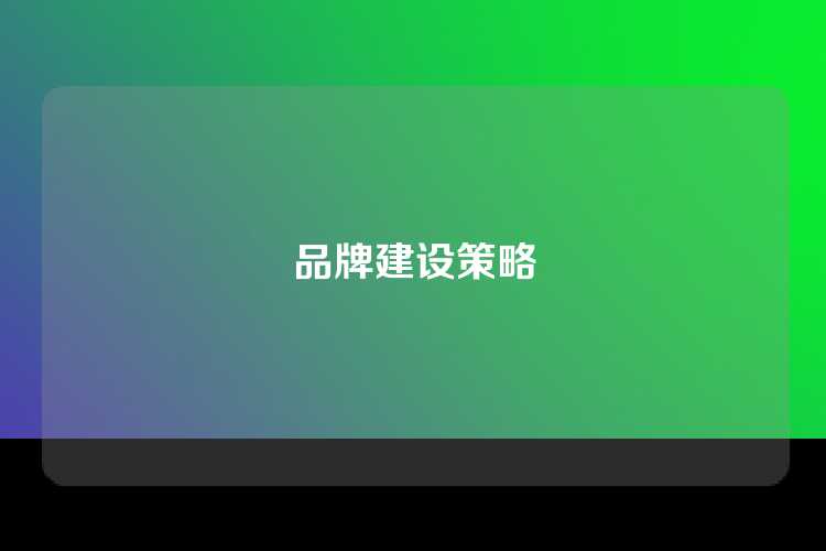 品牌建设策略