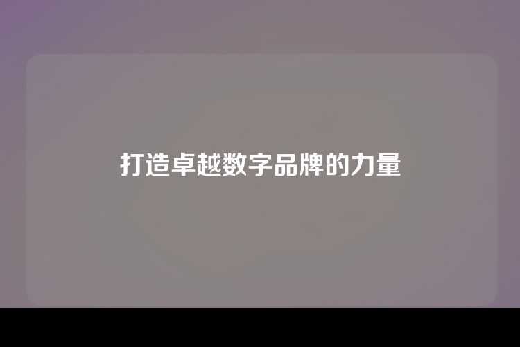 打造卓越数字品牌的力量