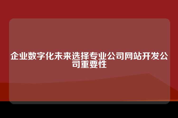 企业数字化未来选择专业公司网站开发公司重要性