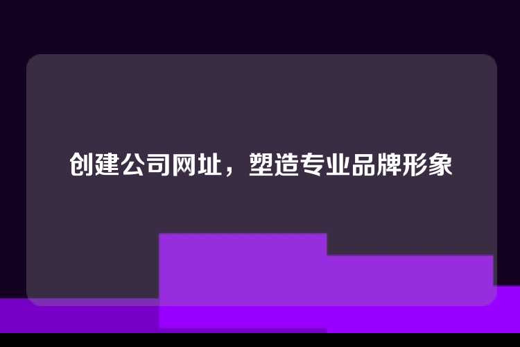 创建公司网址，塑造专业品牌形象