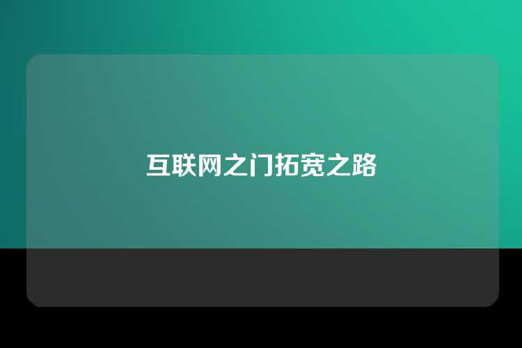 互联网之门拓宽之路