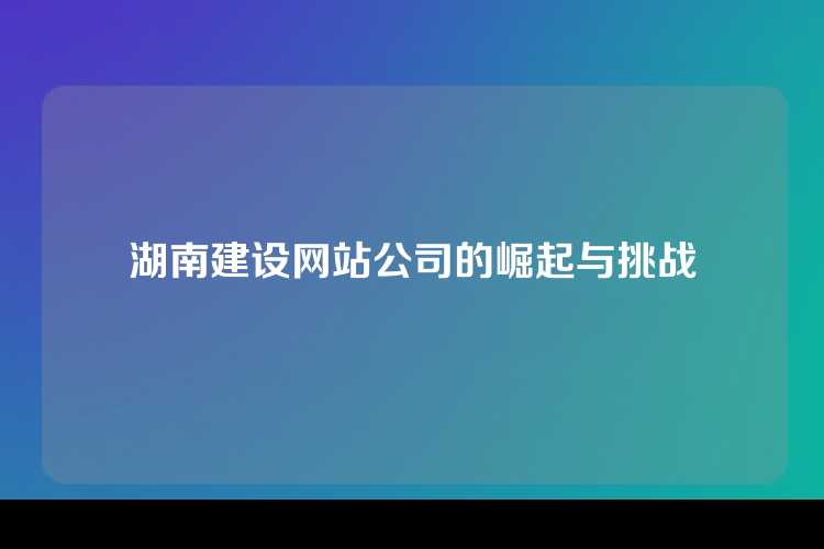 湖南建设网站公司的崛起与挑战